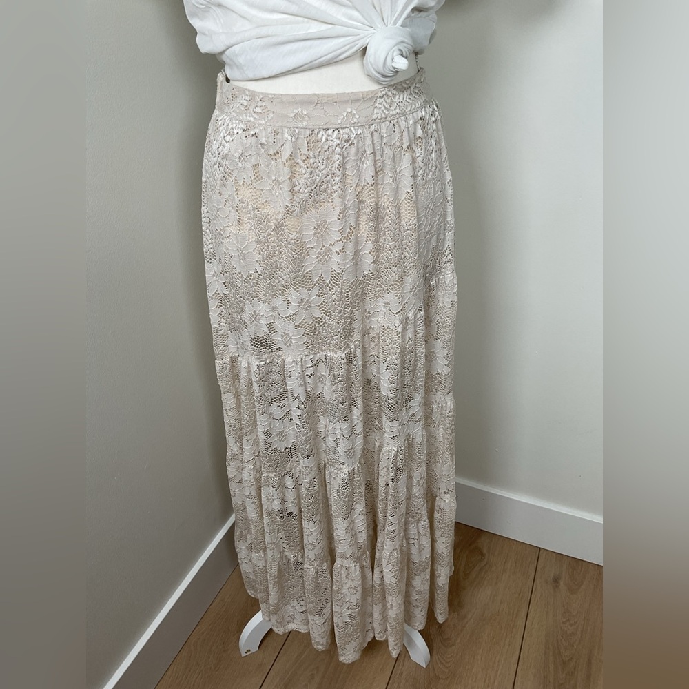 Altar'd State Cream Lace Maxi Skirt - Picture 3 of 11